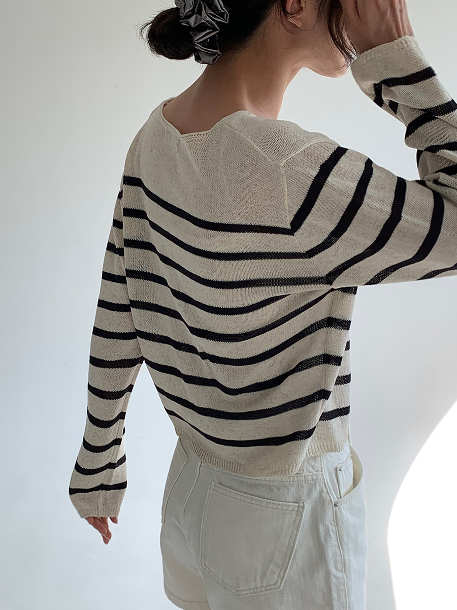 Linen stripe cardigan